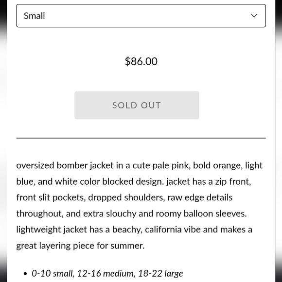 Bucklist Oversized Colorblock Bomber Jacket Raw Edge Med/Large NWT$86 - Picture 14 of 15